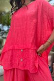 Tasha Damask Cap Sleeve Button Top Watermelon
